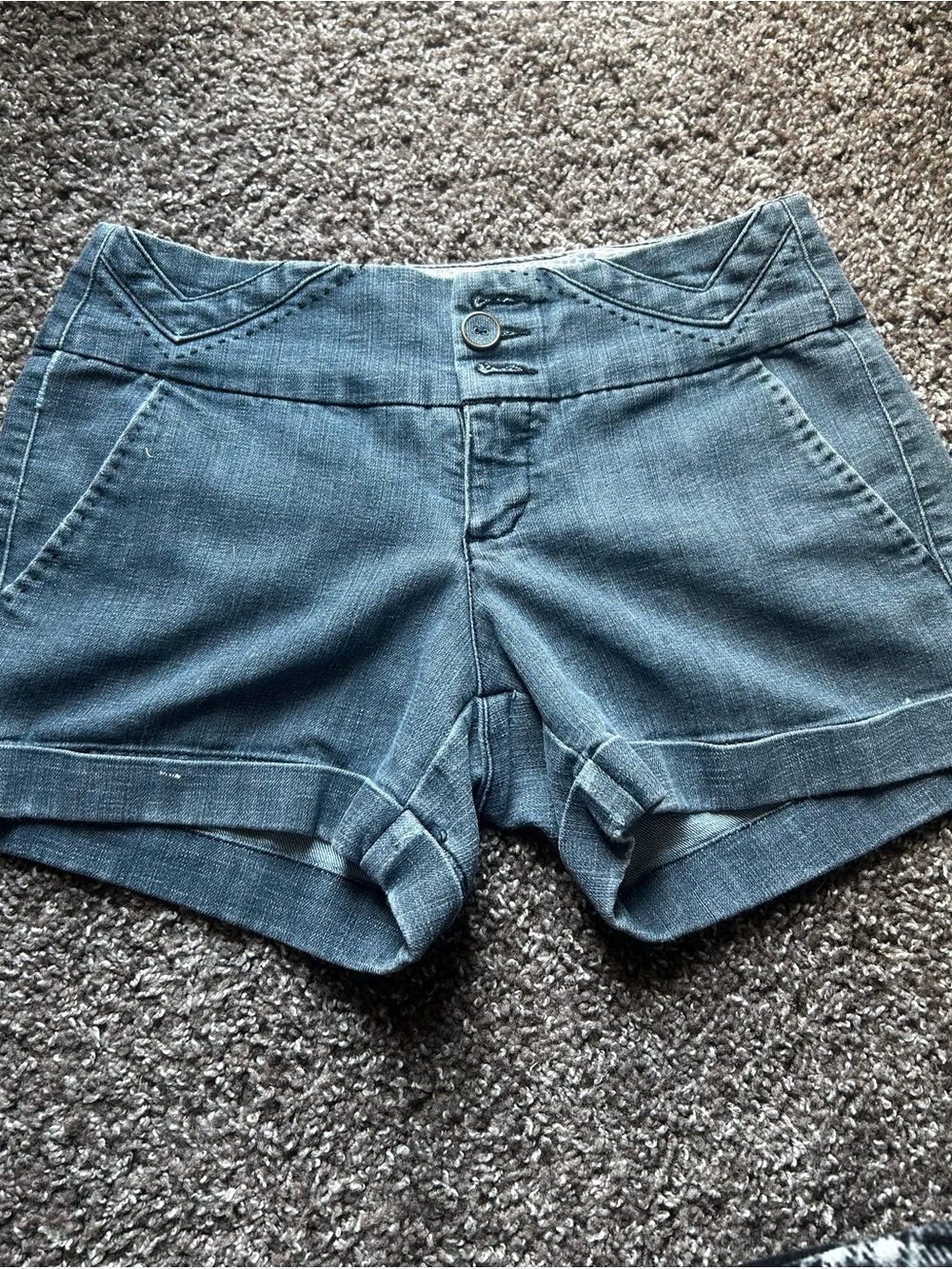 one 5 one Dark Blue Denim Fold-Cuff Jean Shorts